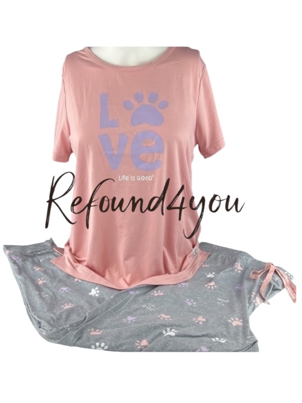 Life is Good- ‘Love 🐾’ PJ Set. SZ: S,M,L(sold) NWT.